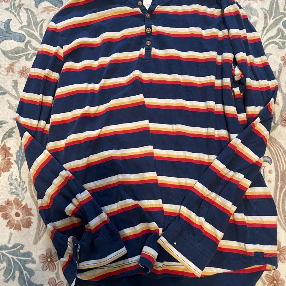 Lands' End Canvas Navy Shirt with Button Detail